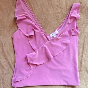 Nordstrom Leith Pink Ruffled Bodysuit